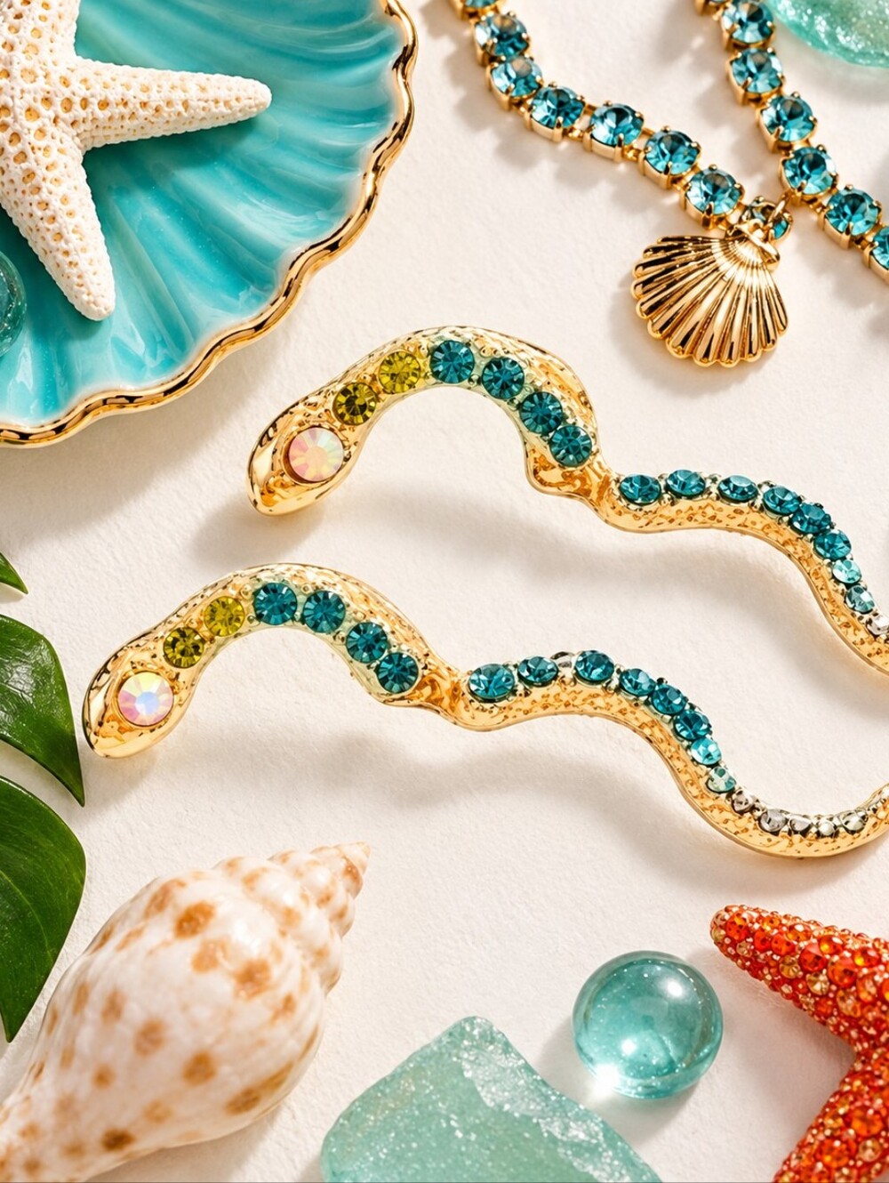 BETSEY JOHNSON JEWEL PYTHON SERPENT EARRINGS
